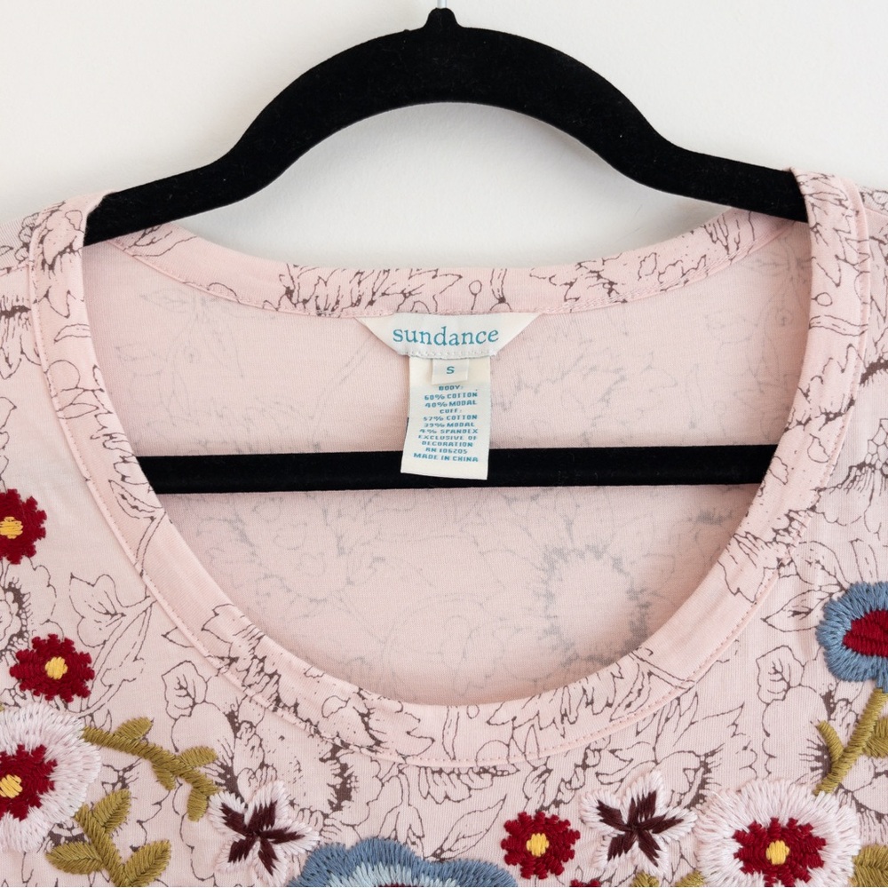Sundance Pink Floral Embroidered Top - Picture 9 of 11